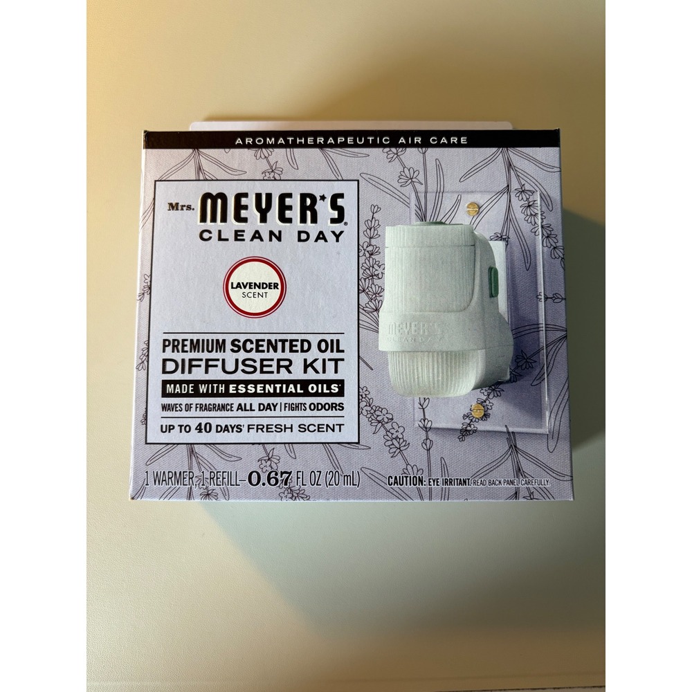 Mrs Meyers Clean Day Lavender Premium Scented Oil Diffuser Kit Warmer & Refill